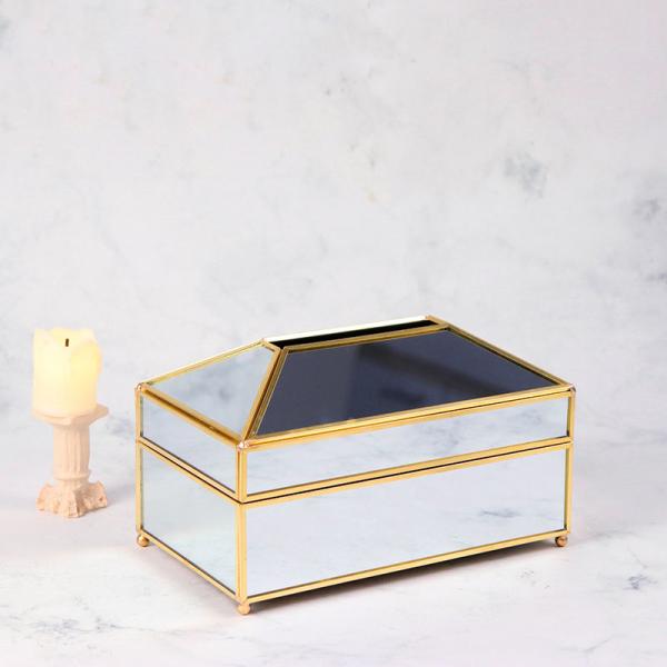 Geometric glass greenhouse glass golden artifact pumping paper tissue box living bedroom decoration pumping paper box
