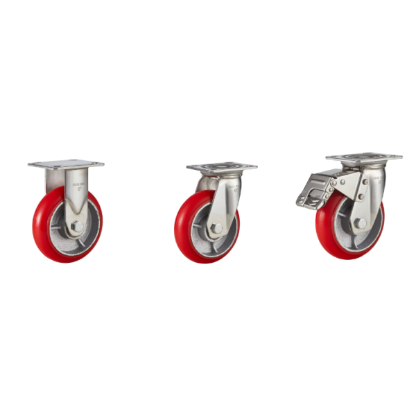OEM Service Customized Stainless Steel Casters 4/5/6/8 Inch Aluminum core cast PU Castor Wheel