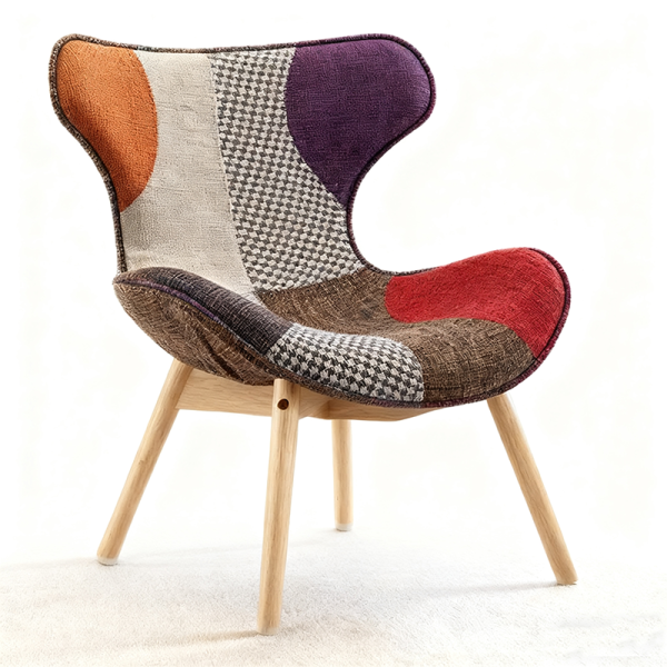 Modern Simple Casual Living Room Single Sofa Chairs Fabric Upholstered Lazy Lounge Chair Steel Legs Recliner Eco-Friendly Hotel