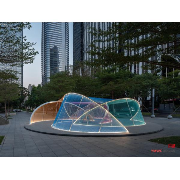 Artistic Installation Theme Stainless Steel Revolving Structure Interactive Light Art