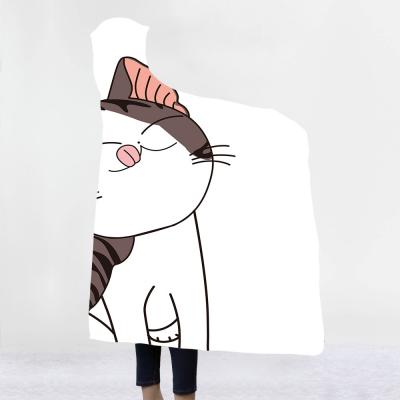 Cartoon cat series children's adult hooded blanket velvet fabric rectangular hand washable