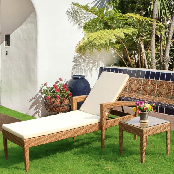 Outdoor Furniture Aluminium Teak Wicker Rattan Rope Sun Lounger for Garden Pool Chair