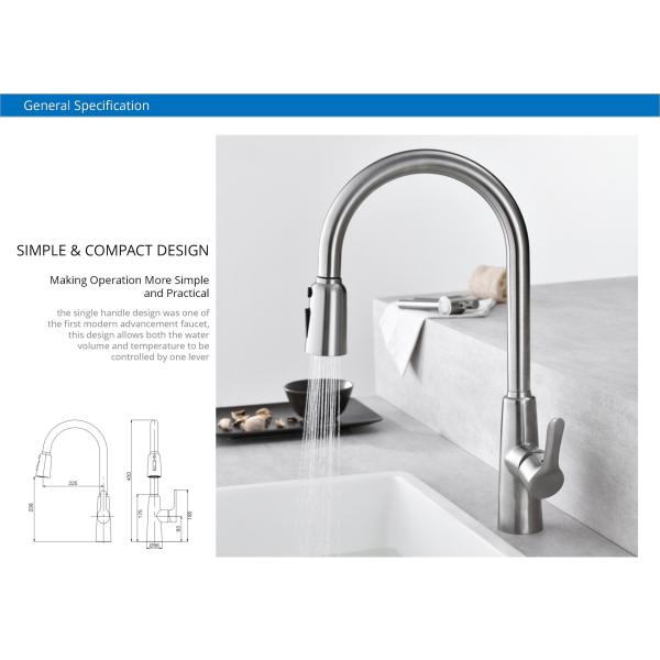 Кран раковины патрона кран IPX5 CUPC кухни тройного спрейера режима гибкий керамический