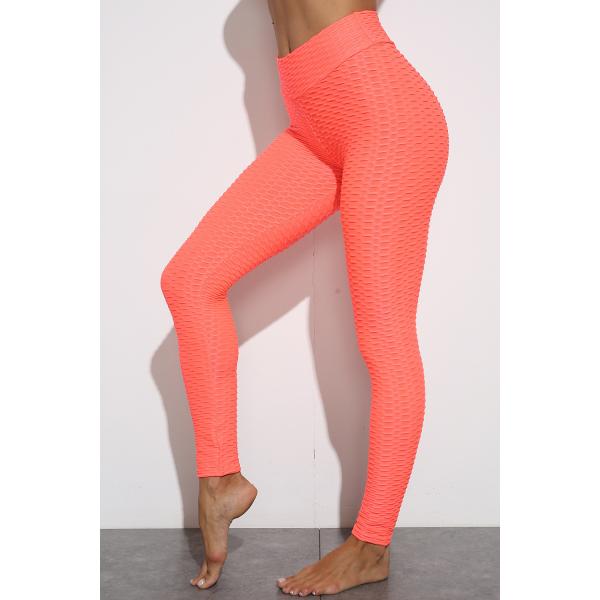 Neon Pink Flexible Hollow High Waisted Yoga Pants For Dancing