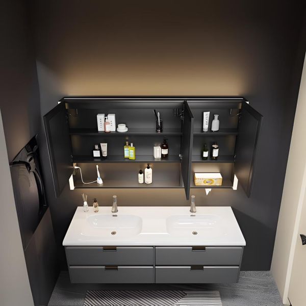 Modern Luxury Medicine Hotel Wash Wall Bathroom Mirror Vanities Vanity and Bath Storage Cabinet Set with Elegant Mirror