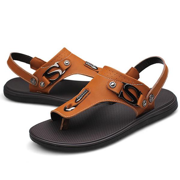 Comfortable Mens Leather Slippers Shoes With Genuine Leather Upper