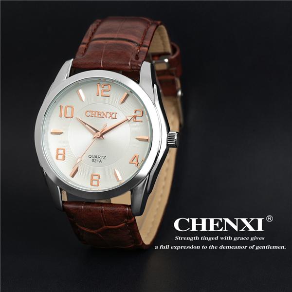 FOB Guangzhou Cheap Price OEM Small MOQ Wristwatches Man Hot Sale Brown Wine Stainless Steel Leather Wrist Watch