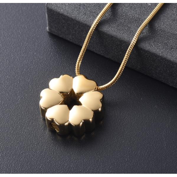 Fashionable Heart-Shaped Flower Urn Necklace for Women Stainless Steel Keepsake Pendant