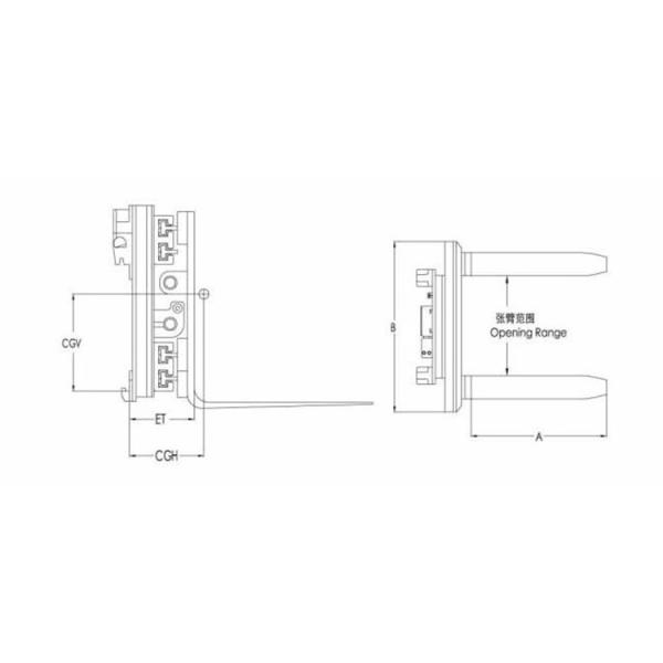 Class 2 Forklift Truck Attachments 360 Degree Continuous Rotating Fork Clamp