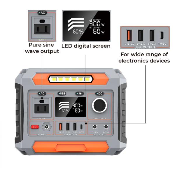 300W Portable Solar Generator 288Wh With Cigar Lighter Solar Power Pure Sine Wave Inverter