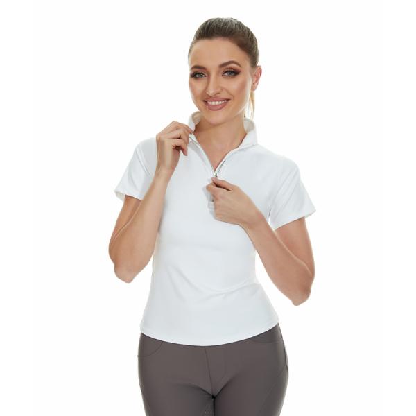 Классическая серая верховая езда покрывает вспотела дамы промелькивает вверх основной слой короткого рукава конноспортивный