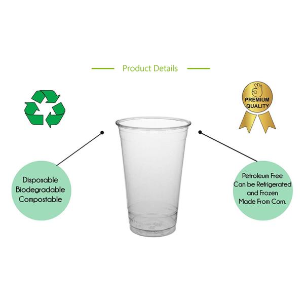 OEM Custom Logo 100% Bio Compostable PLA Transparent Cups Smoothie Beer Wine Beverage Ice CE Cold Disposable Drink To