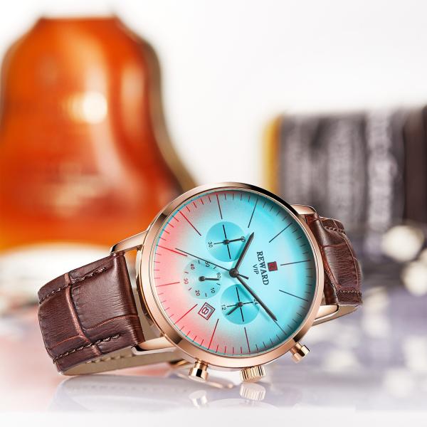 Chinese wholeasale 45mm big dial black leather strap mens metal watches