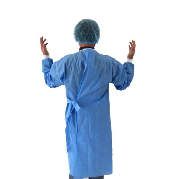 SMS Non Woven Disposable Surgical Gown Blue Color OEM For Protection