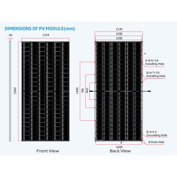 132 Cell Bifacial Dual Glass Monocrystalline Photovoltaic Module 625W Top Performance