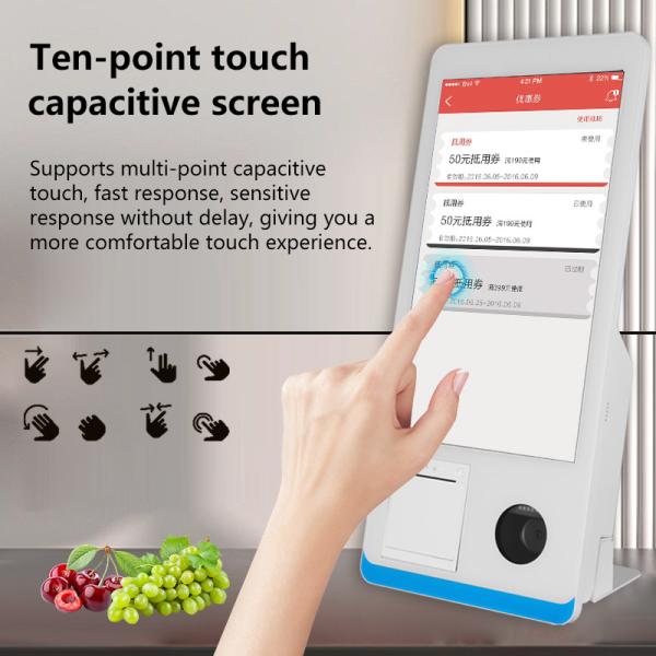 Restaurant Self-service Ordering Counter Kiosk Windows 8+128GB Self-service Payment Kiosk with Printer Nfc QR Code Scanner