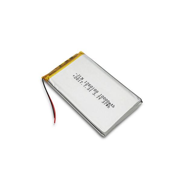 PL1260100 3.7V 10000mAh Lithium Polymer Rechargeable Battery, 37Wh Soft Pack Li‑po Battery with Red Black Wires for Power Bank，CE Certified