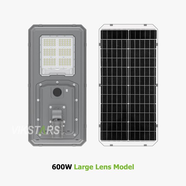 Nouveau lampadaire solaire bidirectionnel IP66 LED Lumière solaire de jardin 600W 900W Tout en un Lampes solaires de paysage
