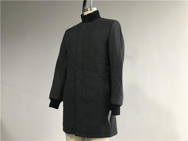 Menswear Charcoal Metlon Coat With Funnel Rib Collar XS-XXXL Size TW79364