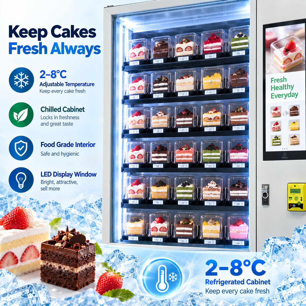 Winnsen Smart Refrigerated Vending Machine with Elevator for Cake Shop Dessert Display