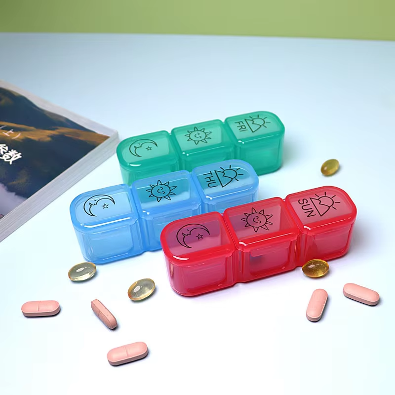 Pill Container Organizer 3 Times Day 7 Days Plastic Portable 21 Compartments Weekly Travel Vitamin Medication Case