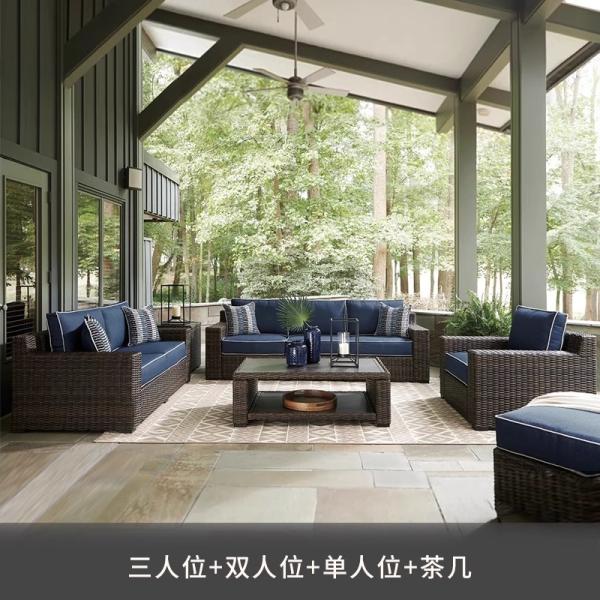 Outdoor Sofa Furniture, Patio Wicker Rattan Garden Set Waterproof And Sunproof Terrace Lounge Chair Nordic-style Garden