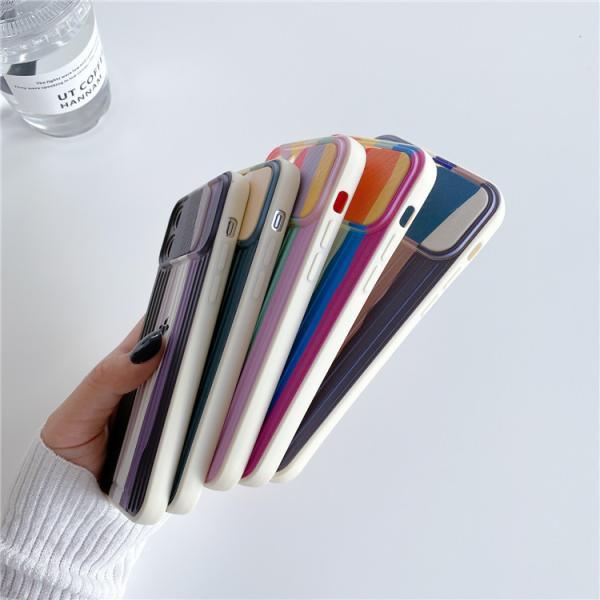 Soft TPU Rainbow Designer Cell Phone Cases For Iphone 12 Pro Max Slidable Lens