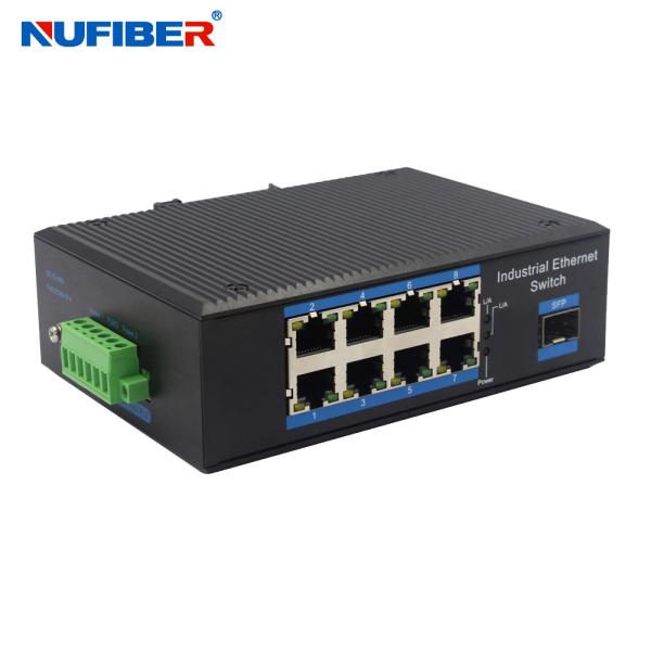 Din Rail Mount SFP UTP Fiber POE Switch Industrial Grade 1 SFP 8 RJ45 10/100/1000M