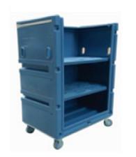 Large Capacity Grey PE Plastic Hotel Laundry Cart For High Volume Linen Transport