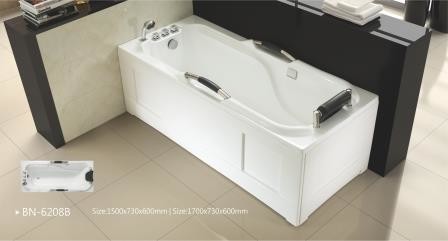 Bubble Massage Rectangle Air Jet Whirlpool Bathtubs Center Drain Alcove Air Jet Tub