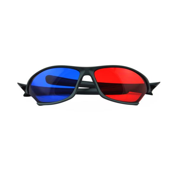 Plastic Anaglyph 3D Glasses Wide Angle Red Blue Lenses Black Frame