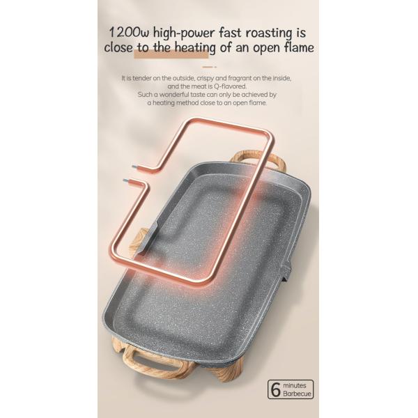 Stone Wood Grain Electric Grills Griddles Skillets 1350W 220V