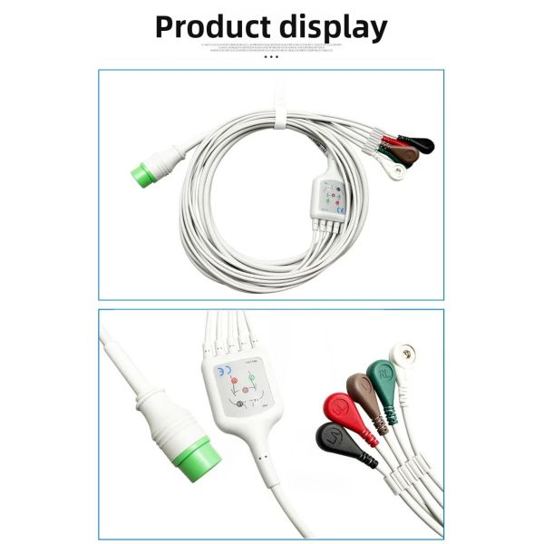 Sichuang 712T Compatible 12PIN ECG Cable with Leads One-Piece Series Medical Consumables