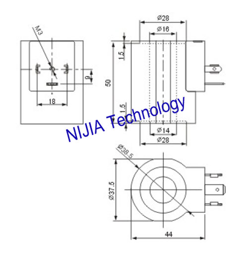 Hydraulic solenoid coil DIN43650A 24VDC DC19W inner hole 14mm high 50mm