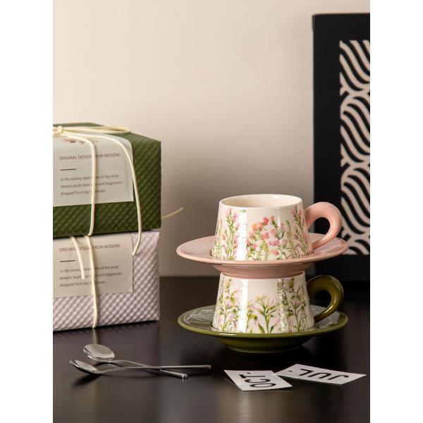 Lily Wind Bell Floral Cups And Saucers Set Perfect Gift For Business Occasions