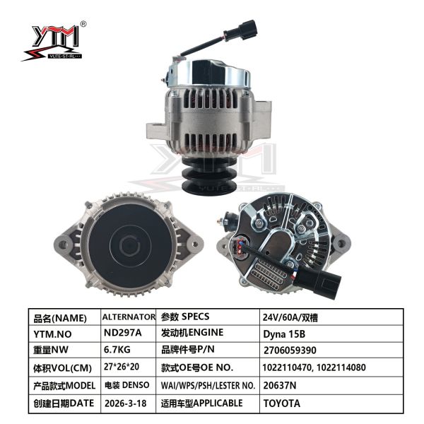 DENSO Dyna 15B 24V 60A 2PK Auto Alternator Electric Alternator Motor for TOYOTA