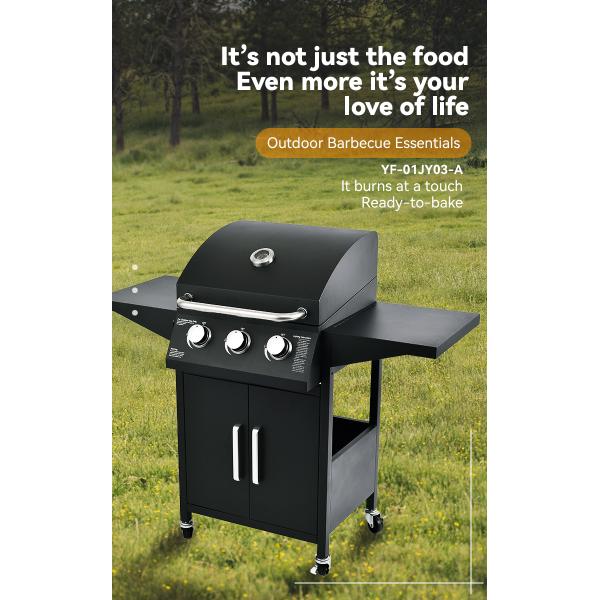 Внутренний и наружный многоступенчатый правила 3 горелка черный коммерческий газ BBQ гриль