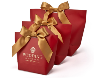 Estampado en caliente de la superficie manejo de bolsas de papel de embalaje pequeño para dulces de boda de chocolate