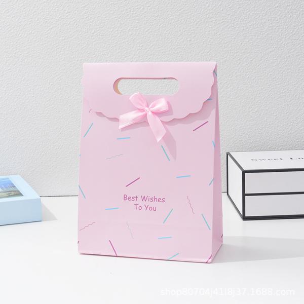 Elegant Bow Handle Paper Gift Bags With Velcro Closure Minimalist Flap Style Packaging For Festive Gifts And Events