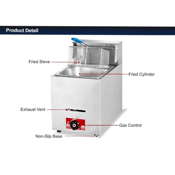 Taille de la friteuse 290x520x445mm du gaz 5.5L à réservoir unique la meilleur marché d'acier inoxydable