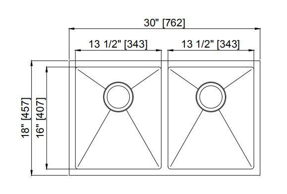 Dissipador de aço inoxidável escovado feito a mão, dissipador de 30 x de 18 Undermount com o 114/110 que acoplam-se