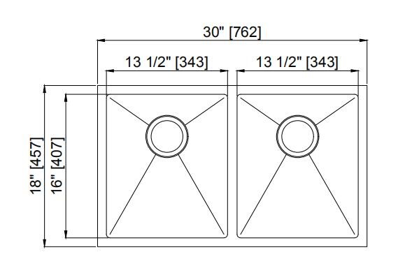Хандмаде почищенная щеткой раковина нержавеющей стали, раковина 30 кс 18 Ундермоунт с 114/110 соединяя
