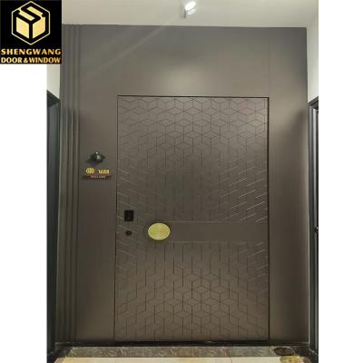Customized Size Hotel Swinging Stainless Steel Door Heat Transfer Print Metal Louver Doors