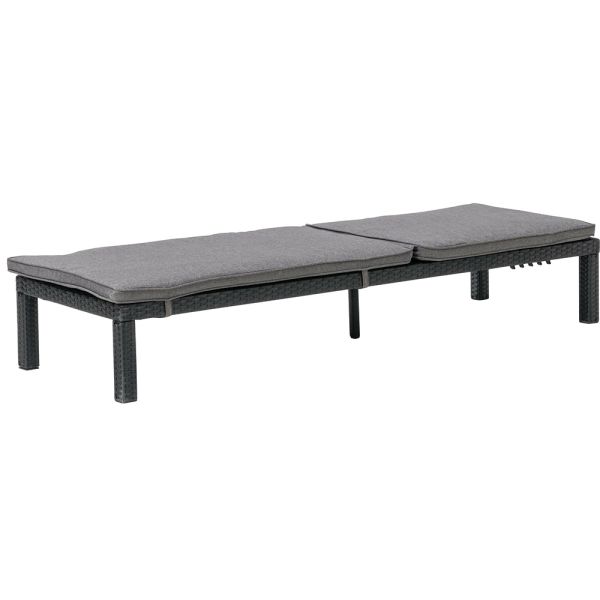 Outdoor Furniture Wicker Chaise Lounge Iron Frame Waterproof Fabric Rattan Sunbed Sun Loungers With Side Square Table