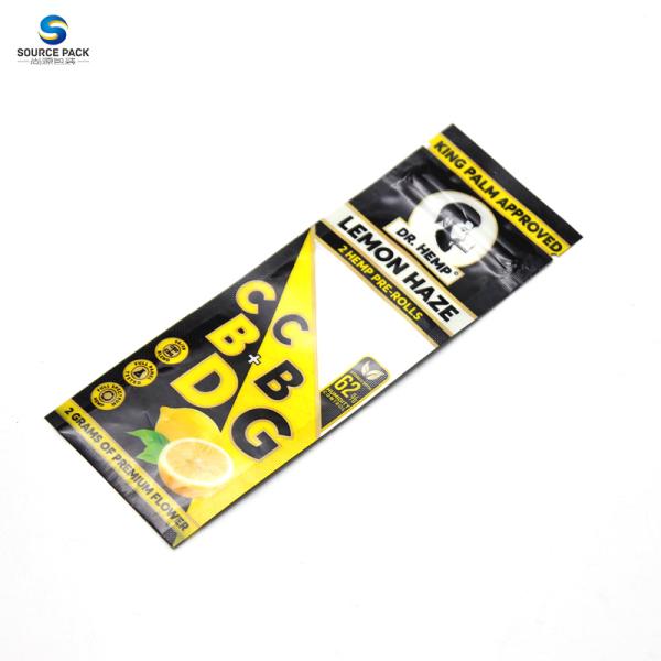 Pre Roll Cigar Packaging Blunt Wrap Three Side Sealed Moisture Proof Plastic Bag