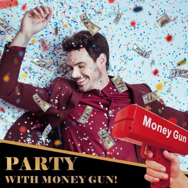 18.5cmX8cmX17.5cm Plastic Jet Currency Gun for Wedding Bar Game Atmospheric Props