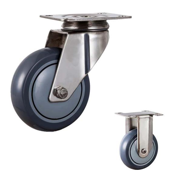 Изготовитель продетый нитку емкостью средний Китай 5 колес рицинуса PU 304SS обязанности шарнирного соединения стержня колеса 130kg дюйма мягкой