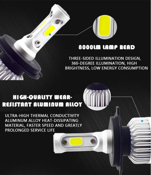 JALN7 Car LED headlight Truck Bulb Fog Lamp H4 H7 H11 40W 8000LM H13 H1 H3 9005 9006 6000K 3000K 12V 24V