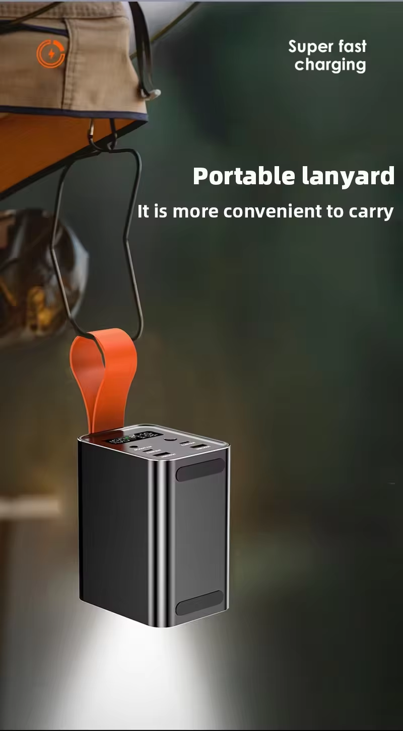 Camping Wired Power Bank 100W PD LED Display Fast Charging 60000mAh Micro USB Wireless