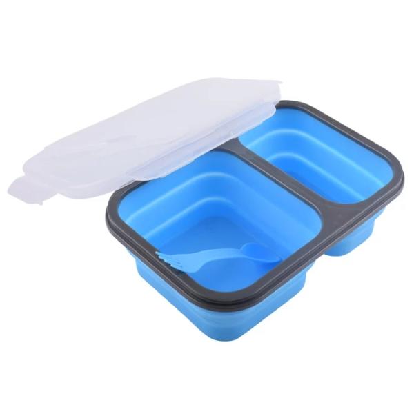 2 Compartment Lunch Box Silicone Household Products Collapsible Lunch Containers